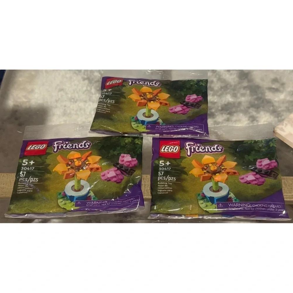 3 x Sets LEGO Friends Orange Flower Building Set (Orange) with Butterfly polybag